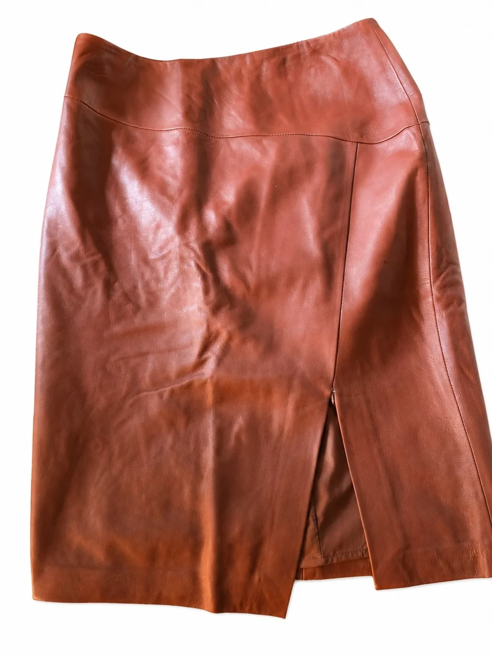 White House Black Market Rust Brown Leather Pencil Skirt